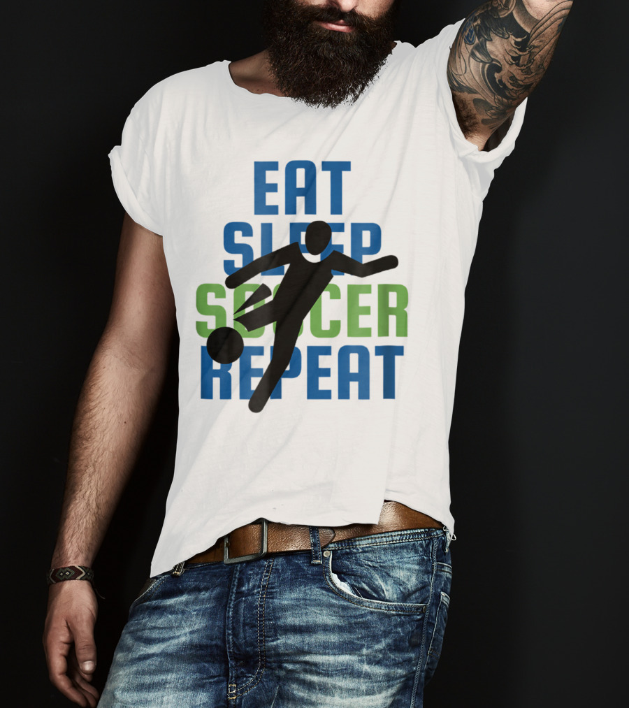 Eat Sleep Soccer Repeat Mom Girl Boy Kids Youth Soccer Player T-Shirt