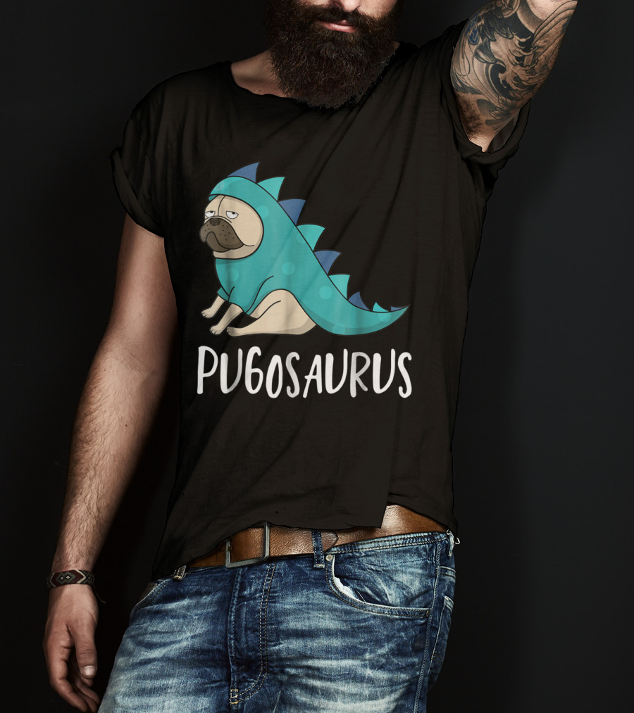Pugosaurus Funny Pug Dog Mom Dino Dinosaur Puppy Lover T-Shirt