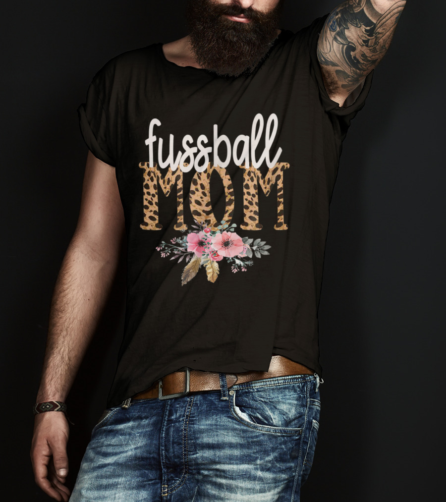 Fussball Mom Leopard Print Floral T-Shirt