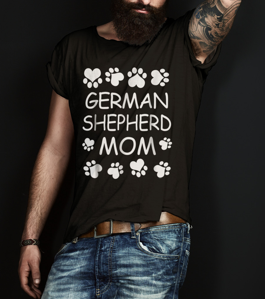 German Shepherd Mom Paw Print Love Christmas Birthday Gift T-Shirt