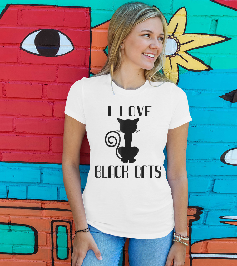 I Love Black Cats Cat Mom Witch T-Shirt