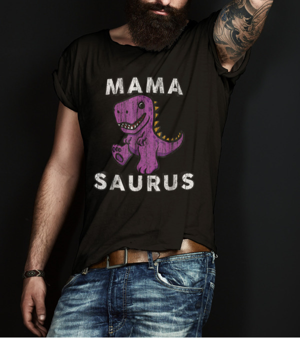 Mama Saurus Rex Dinosaur72 Funny Vintage Mom T-Shirt