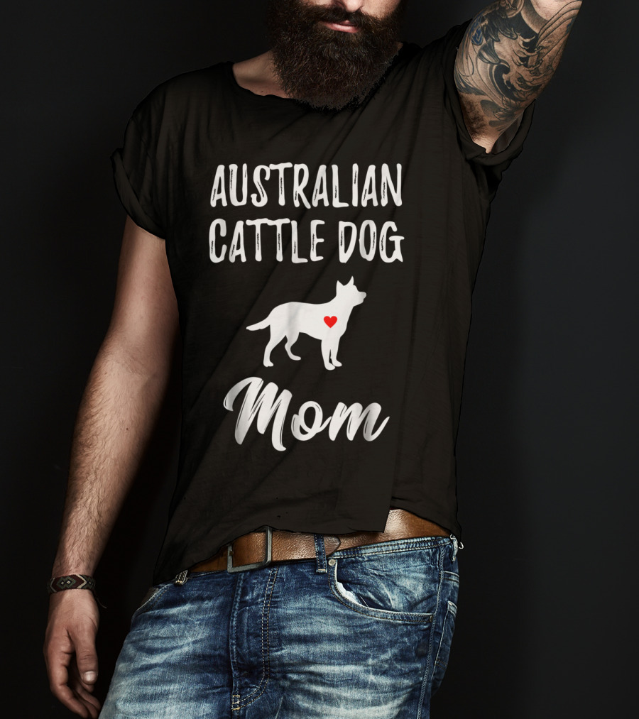 Australian Cattle Dog Mom Silhouette With Heart T-Shirt