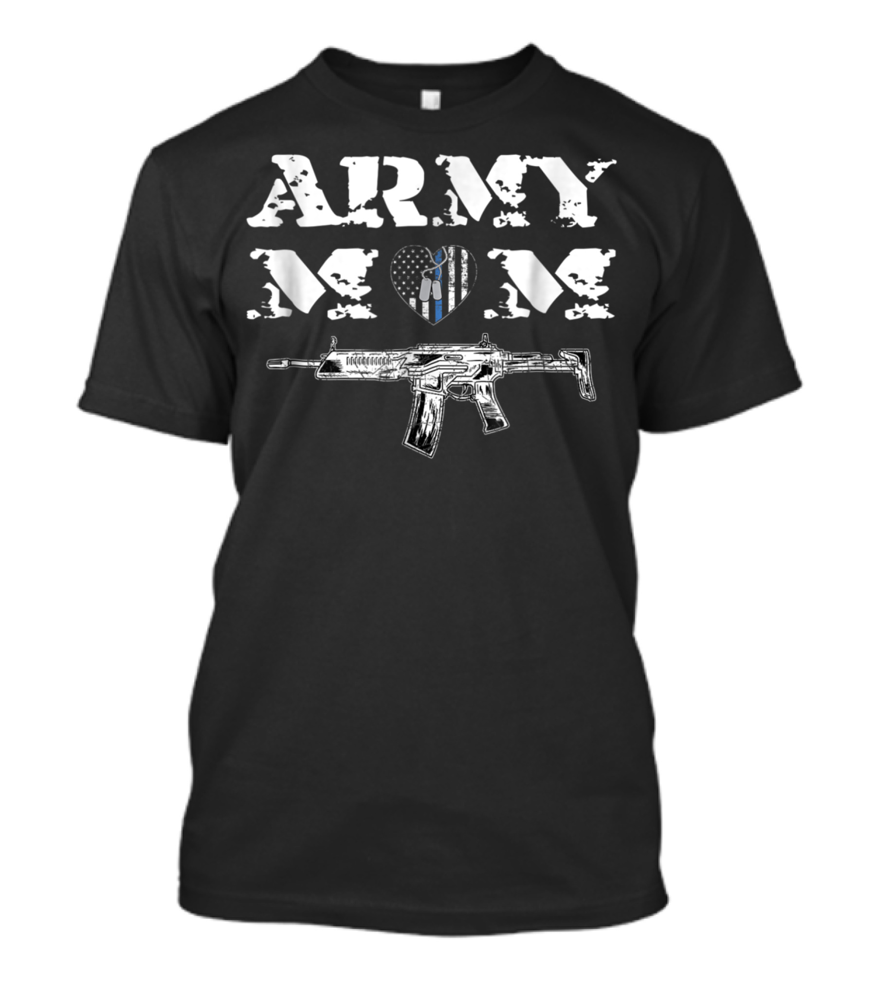 Army Mom Heart USA Flag Gun Design Women29 T-Shirt