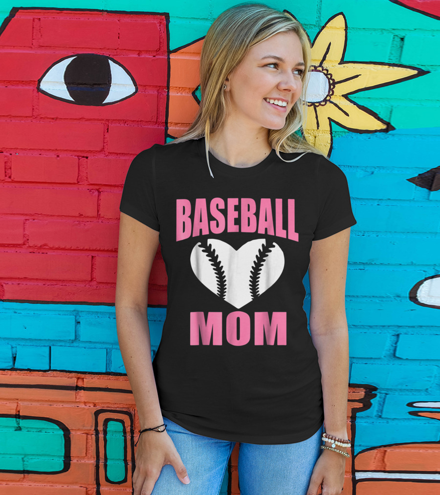 Baseball Mom Heart Baseball T-Shirt