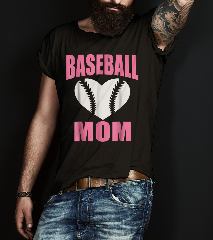 Baseball Mom Heart Baseball T-Shirt