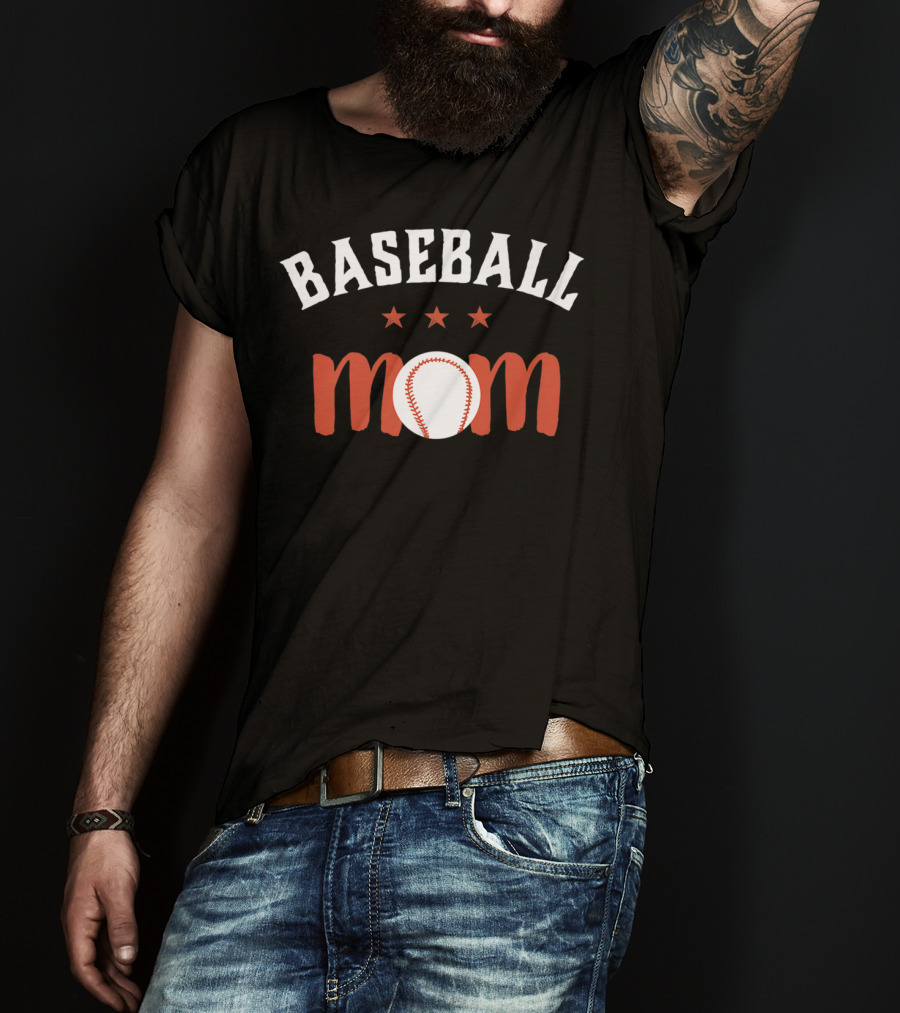 Baseball Mom For Proud Mother And Sports Parents With Stars And Baseball T-Shirt