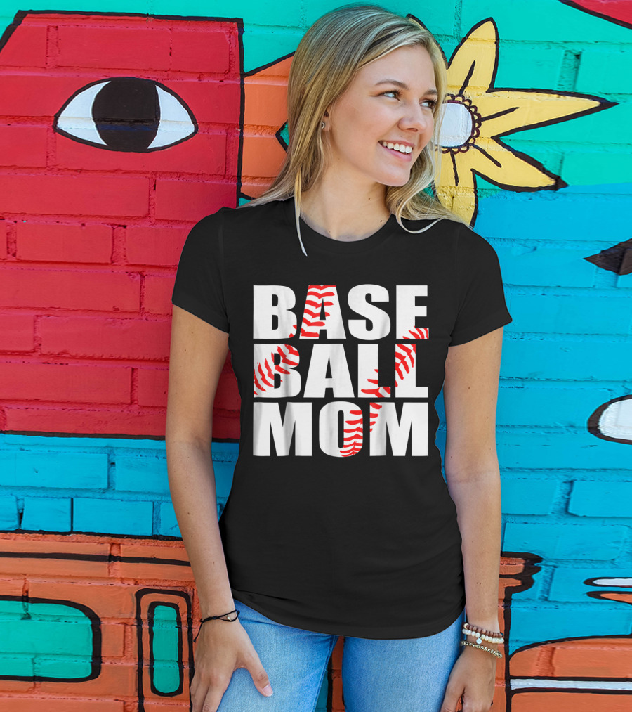 Baseball Mom Baseball Stitch T-Shirt