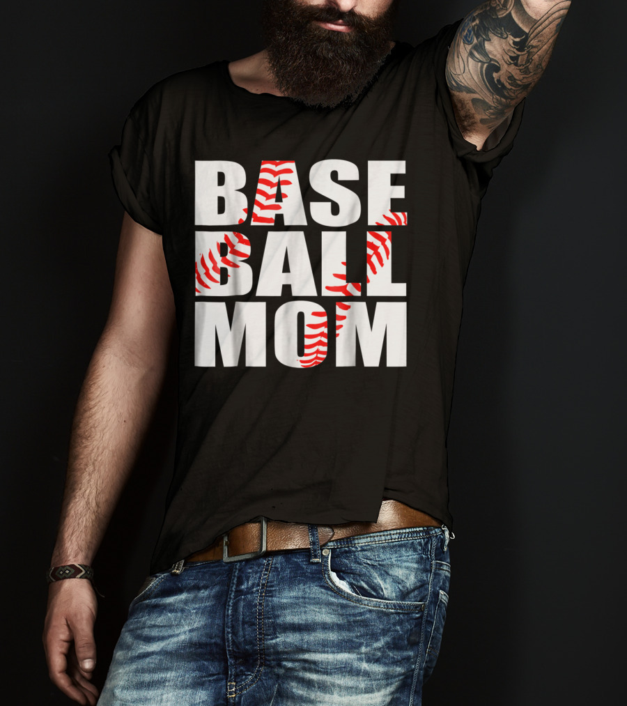 Baseball Mom Baseball Stitch T-Shirt