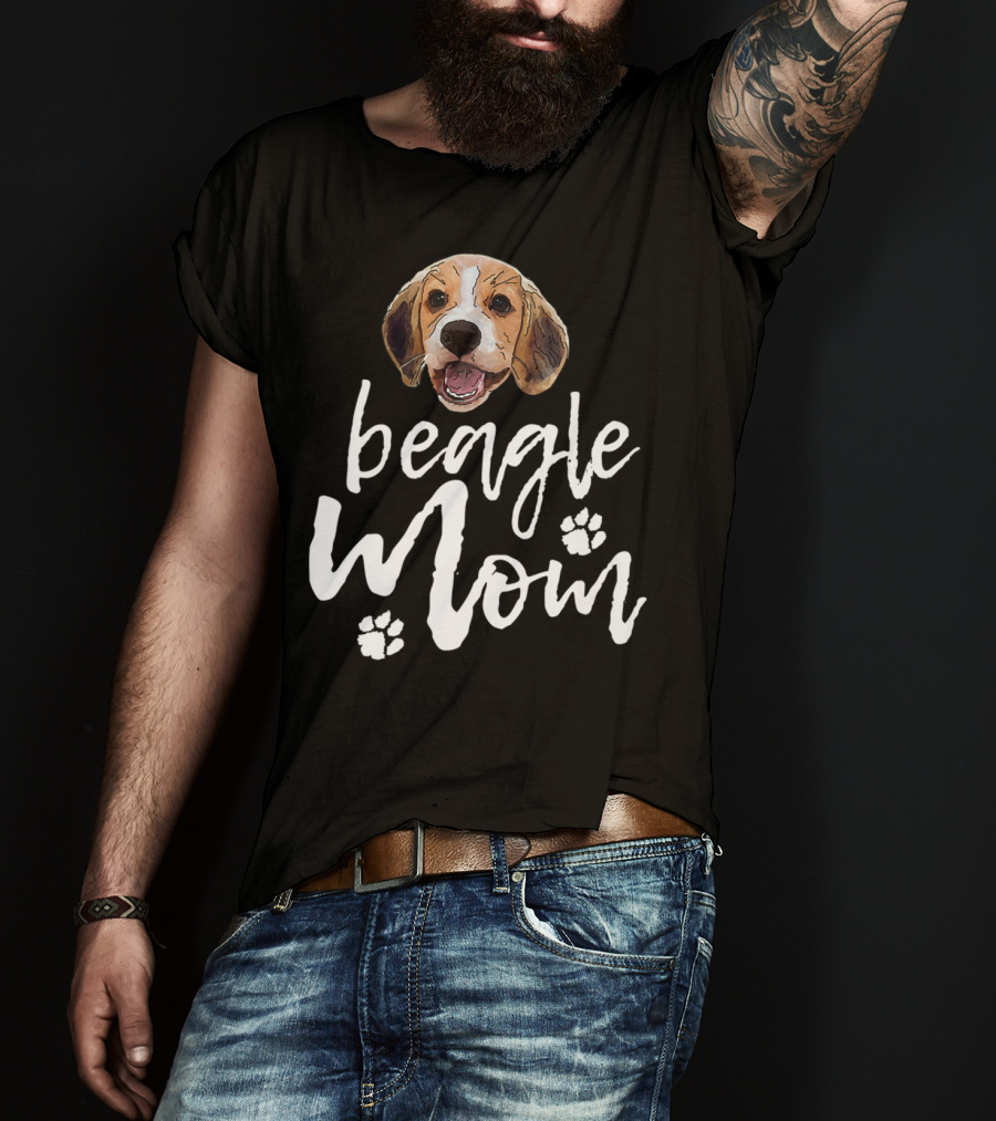 Beagle Mom Cute Dog Face Paw Prints T-Shirt