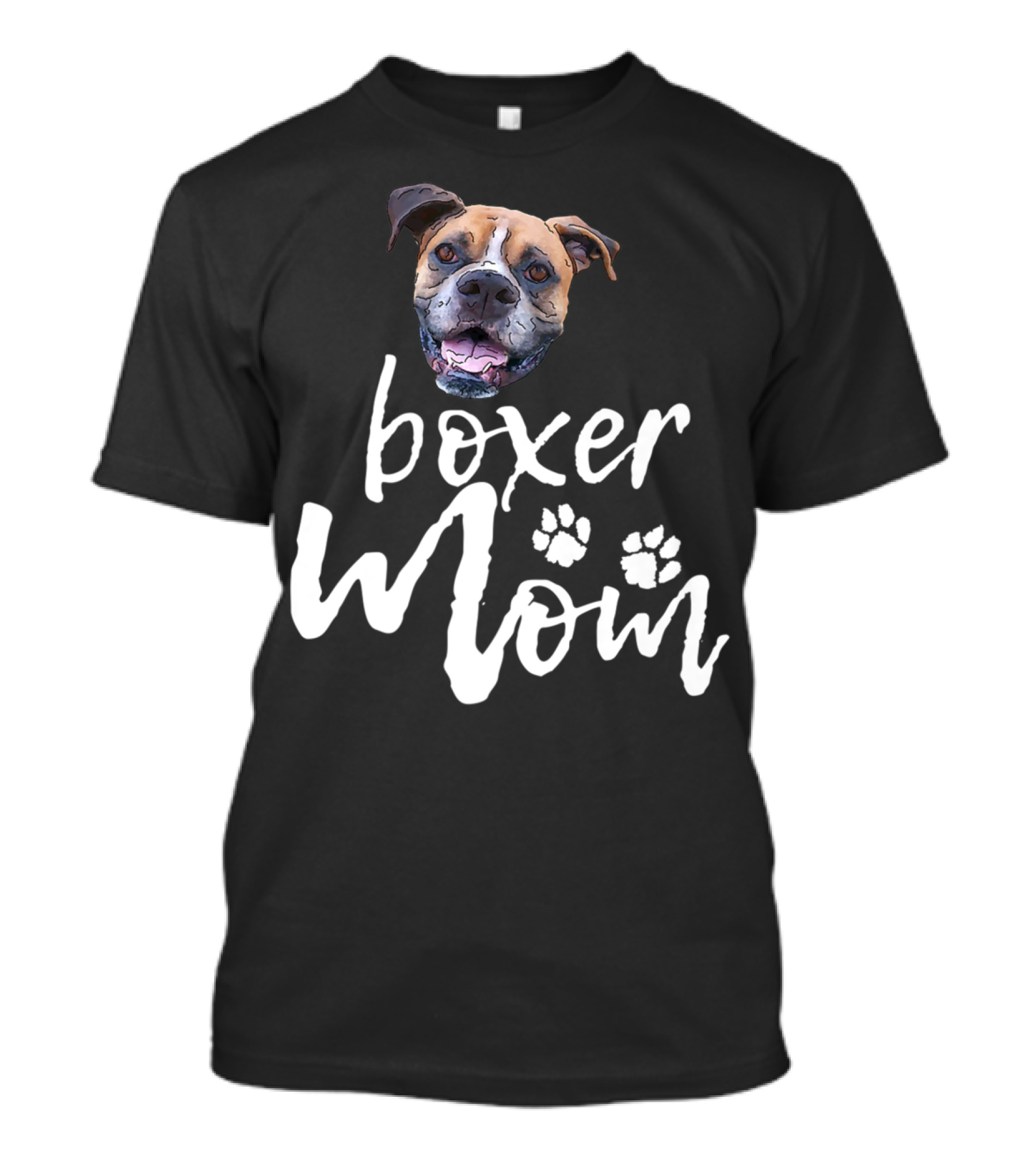 Boxer Mom Cute Dog Face Paw Prints T-Shirt