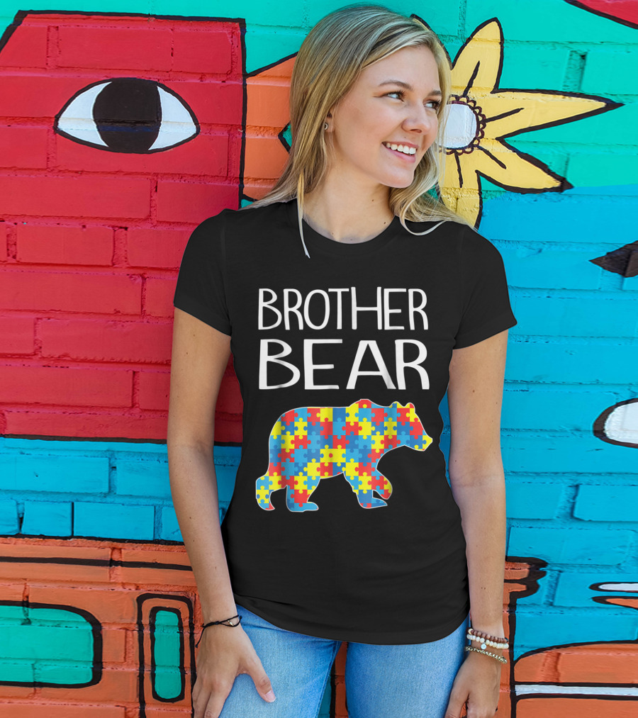 Brother Bear Autism Puzzle Pattern Dad T-Shirt
