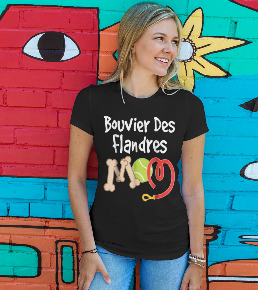 Bouvier Des Flandres Mom Bone Tennis Ball Leash T-Shirt