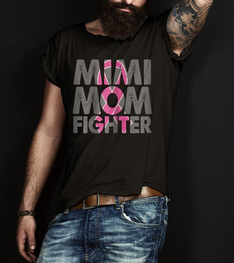 Mimi Mom Fighter Breast Cancer Awareness Pink T-Shirt