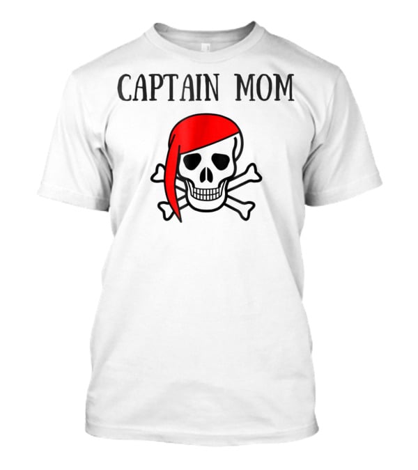 Captain Mom Pirate Skull Red Bandana Halloween Women T-Shirt