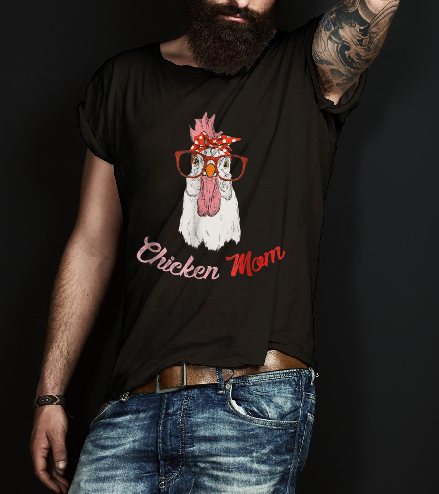 Chicken Mom Funny Turkey Humor Idea34 Chicken Mom Glasses Bandana T-Shirt