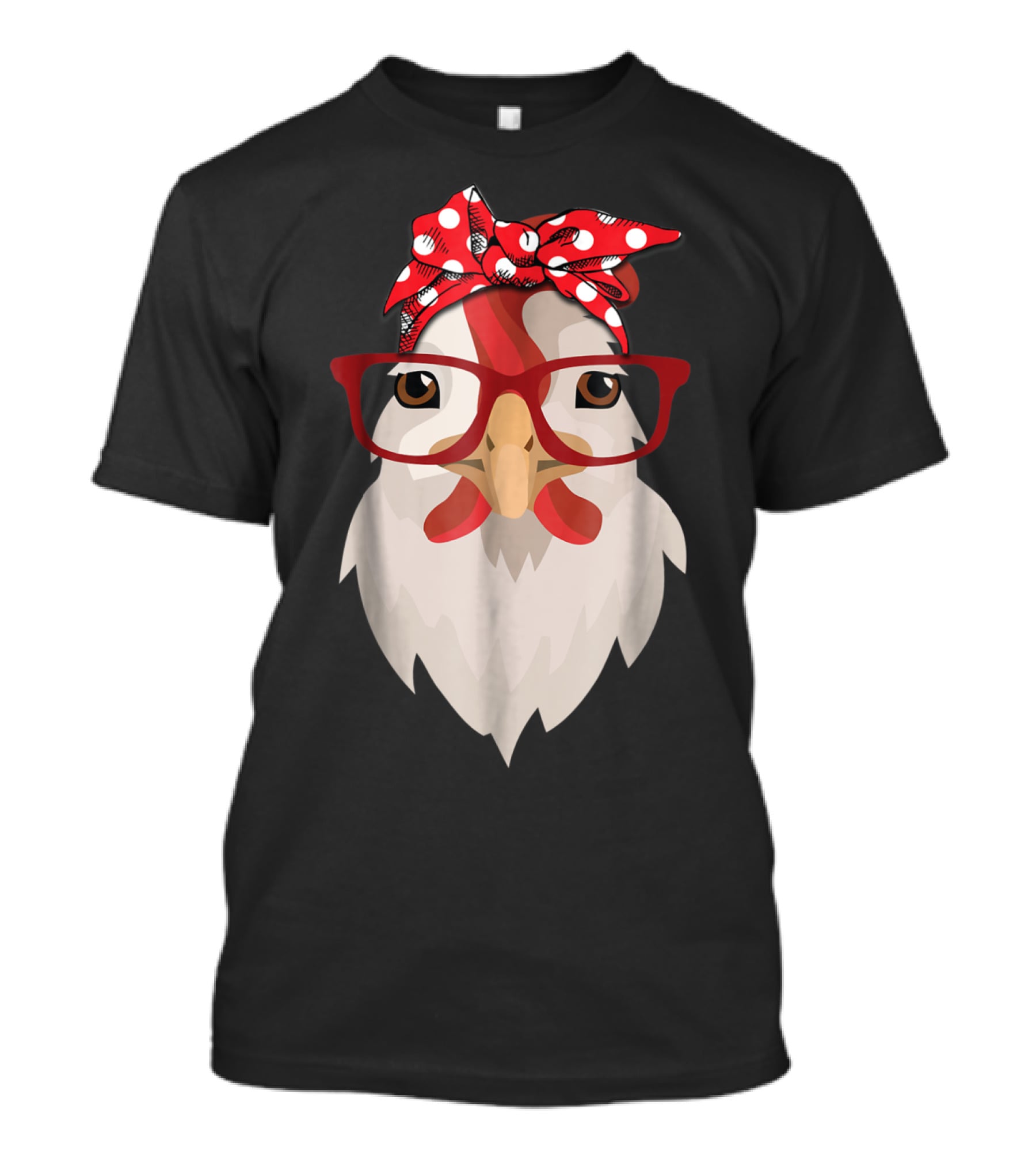 Chicken Mom Lady Farmer Thanksgiving Day Hen With Glasses And Polka Dot Bandana T-Shirt