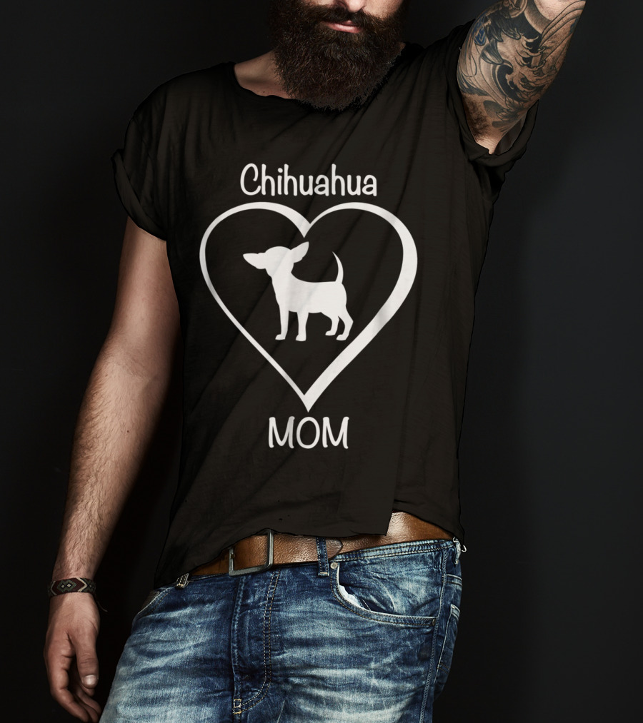Chihuahua Mom Heart Silhouette Love T-Shirt