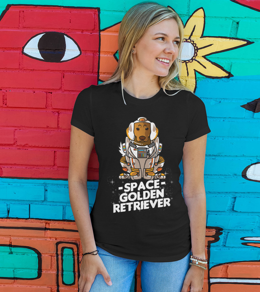 Space Golden Retriever Dog In Space Suit T-Shirt