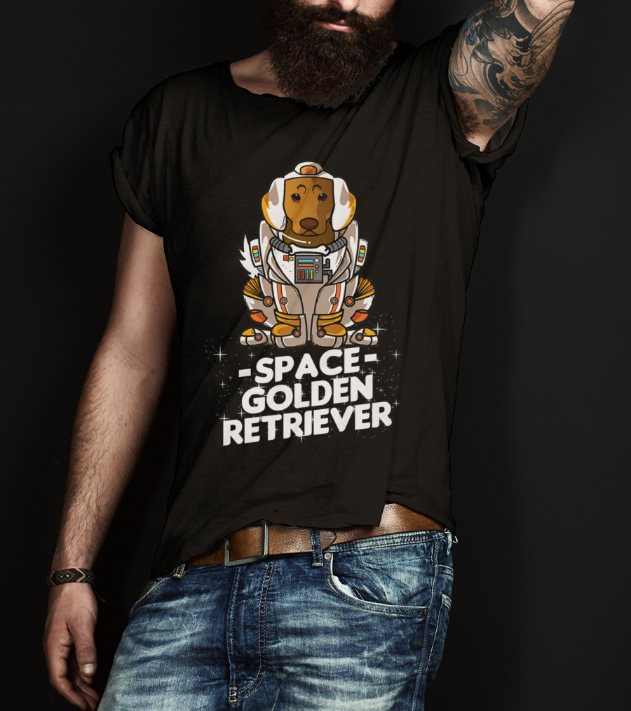 Space Golden Retriever Dog In Space Suit T-Shirt