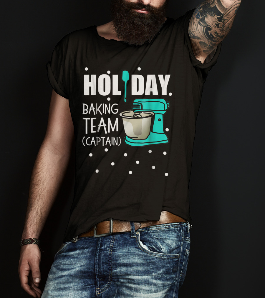 Holiday Baking Team Captain Mixer Snow Dots T-Shirt