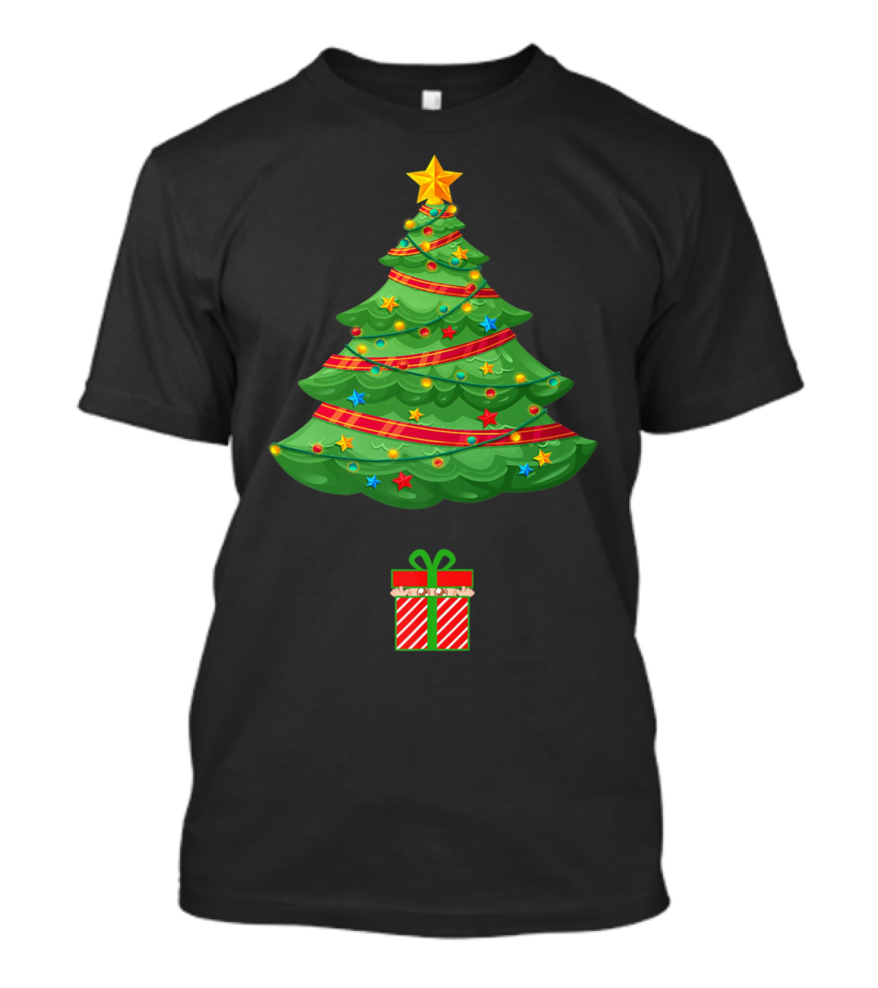 Christmas Tree Present Expecting Mom Baby Announcement T-Shirt