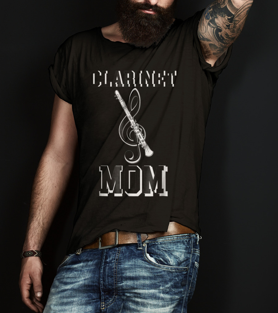 Clarinet Mom Marching Band Instrument School Clef T-Shirt