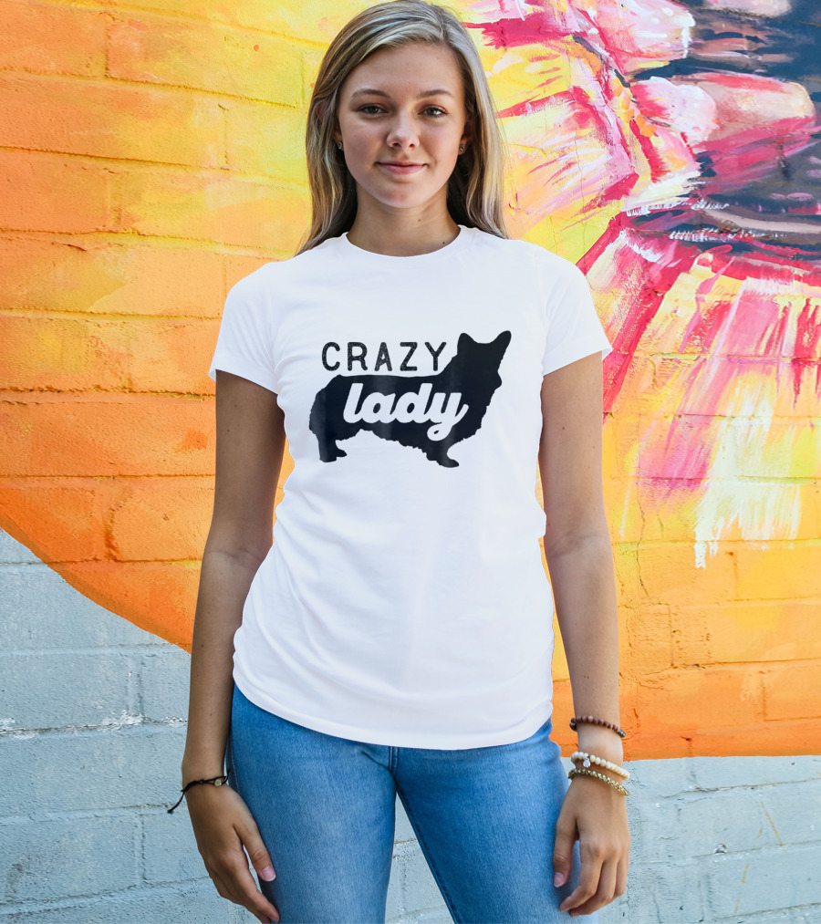Crazy Corgi Lady Dog Mom Mama Corgi Lover T-Shirt