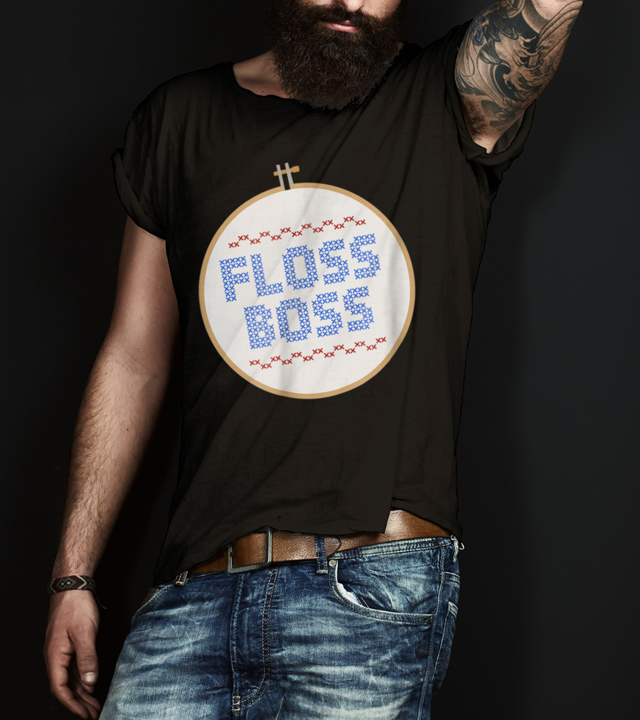Floss Boss Cross Stitch Hoop For Crafty Woman Mom Or Grandma T-Shirt