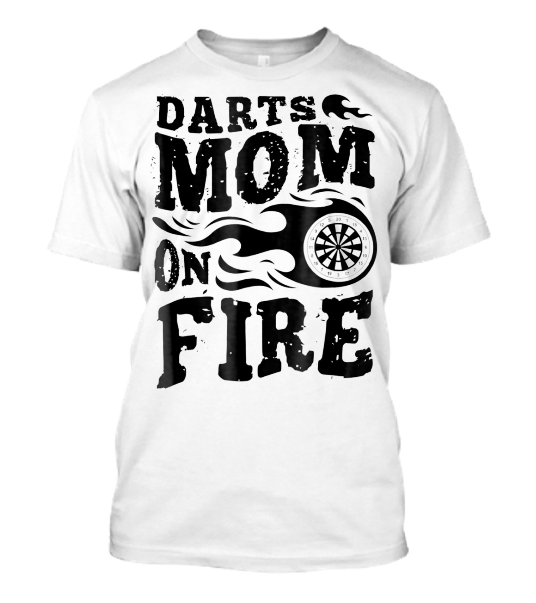 Darts Mom On Fire Ladies Sport Fan Dartboard Flame T-Shirt