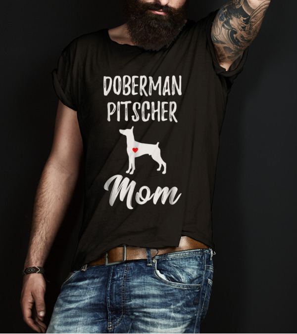 Doberman Pinscher Mom With Heart Accent T-Shirt