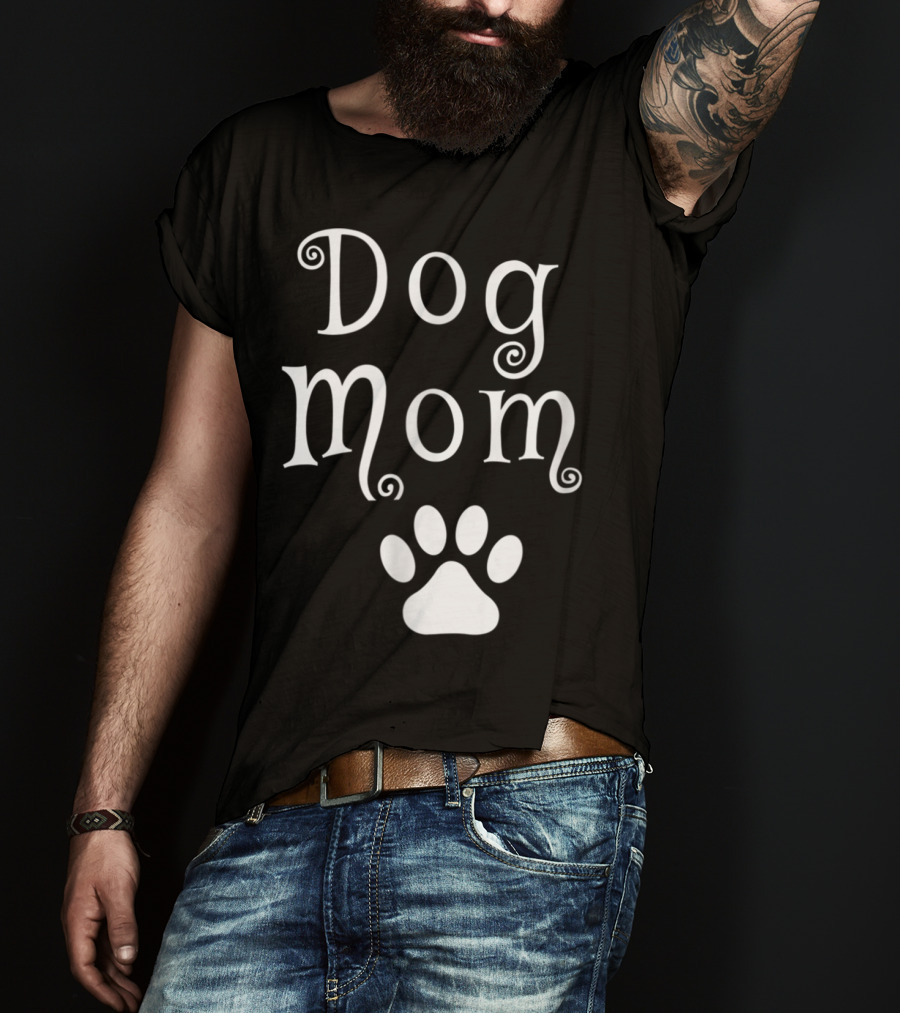 Dog Mom With Dog Paw T-Shirt