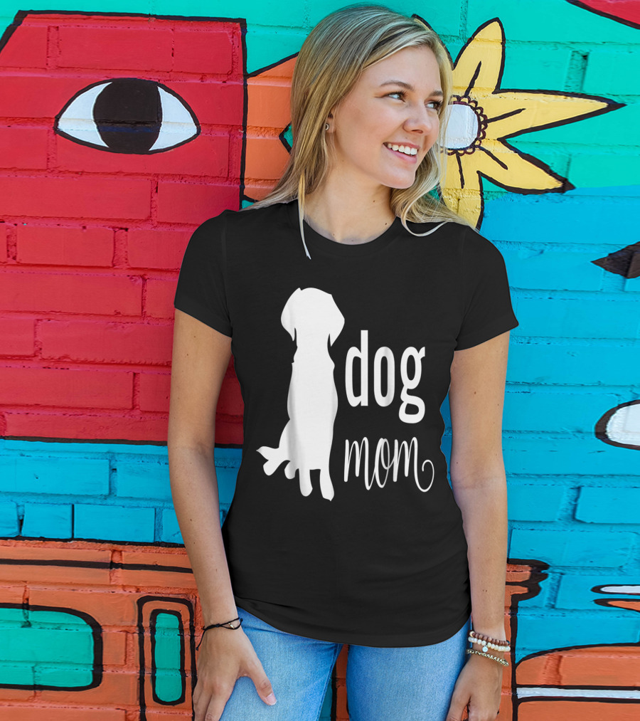 Dog Mom Silhouette White Dog Mom T-Shirt