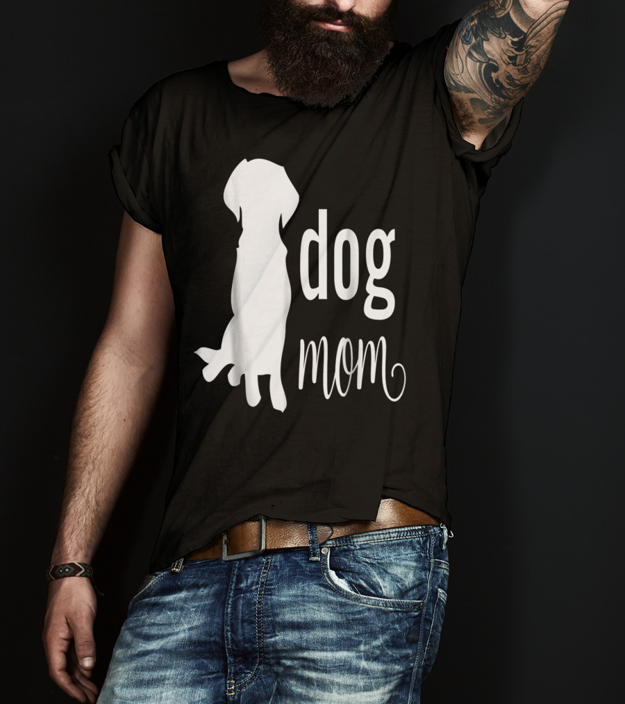 Dog Mom Silhouette White Dog Mom T-Shirt
