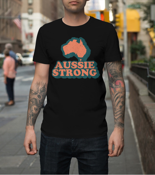 Shirt: Aussie Strong Retro Support Australia Map T-Shirt Aussie Strong Retro Support Australia Map T-Shirt