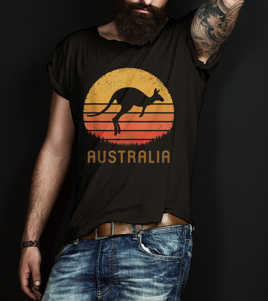 Australia Kangaroo Vintage Outback Sunset T-Shirt