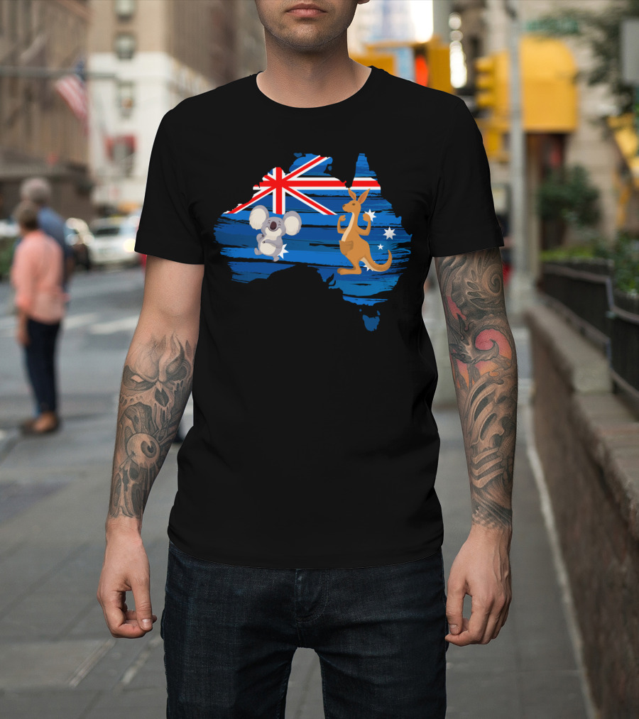 Koala Kangaroo Australia Flag Map Celebrate T-Shirt