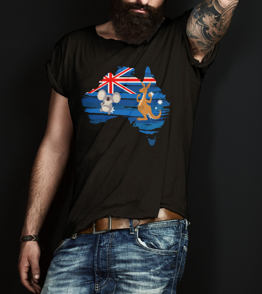 Koala Kangaroo Australia Flag Map Celebrate T-Shirt
