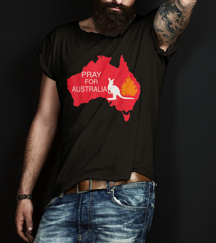 Pray For Australia Kangaroo Fire Map T-Shirt