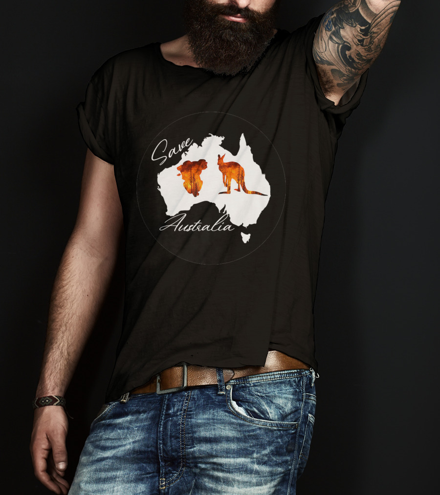 Save Australia Kangaroo And Koala Silhouette Forest Protection T-Shirt