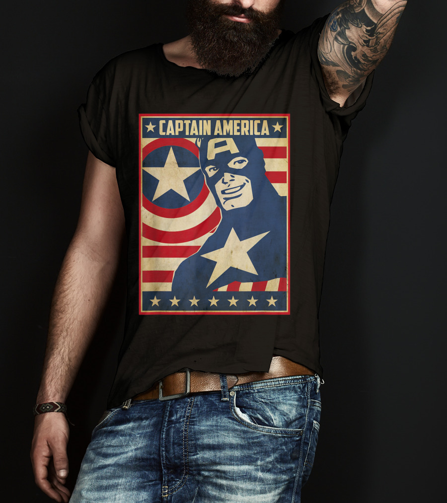 Captain America Avengers Patriotic Star Icon T-Shirt
