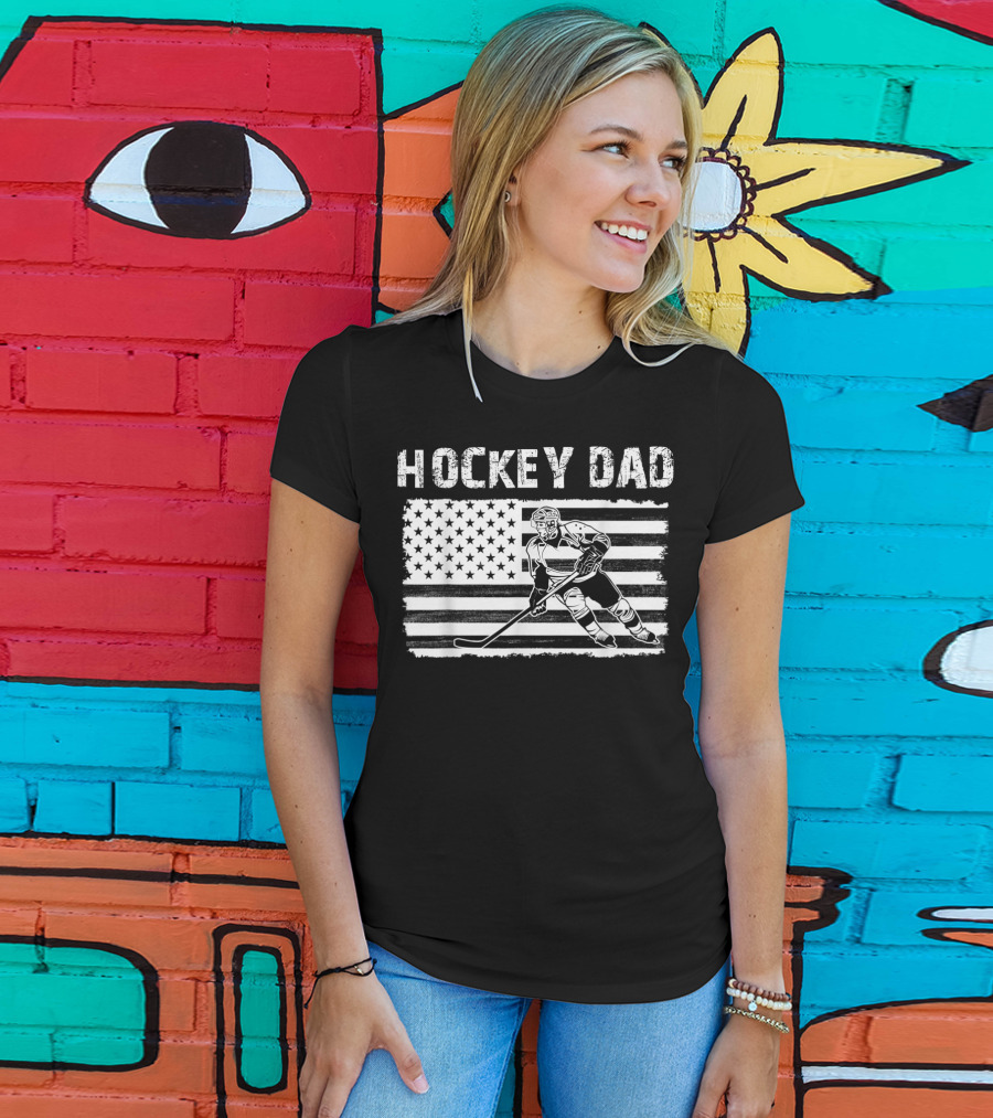 USA Hockey Dad Flag Skater T-Shirt