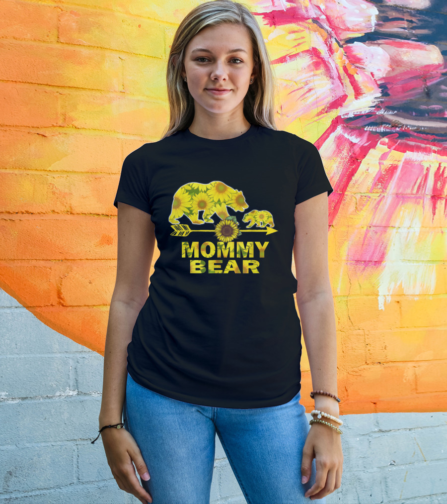 Mommy Bear Sunflower Arrow Mother Father T-Shirt