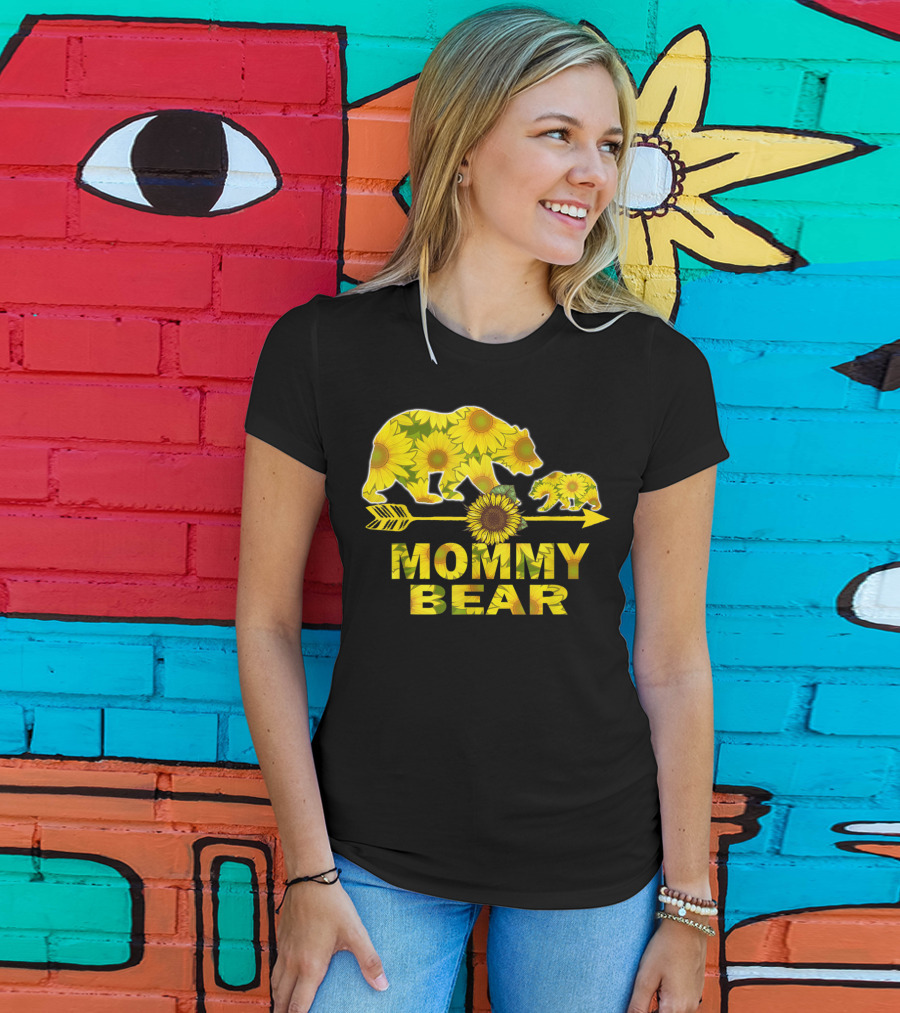 Mommy Bear Sunflower Arrow Mother Father T-Shirt