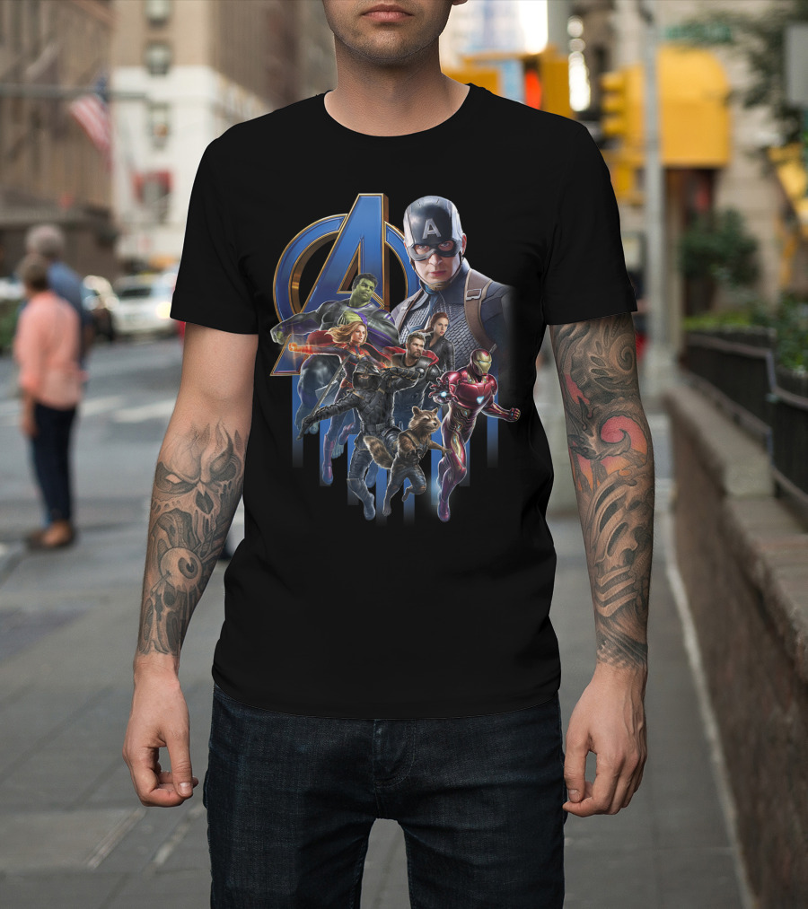 Marvel Avengers Endgame Captain America Hulk Iron Man Black Widow Thor Rocket Groot T-Shirt