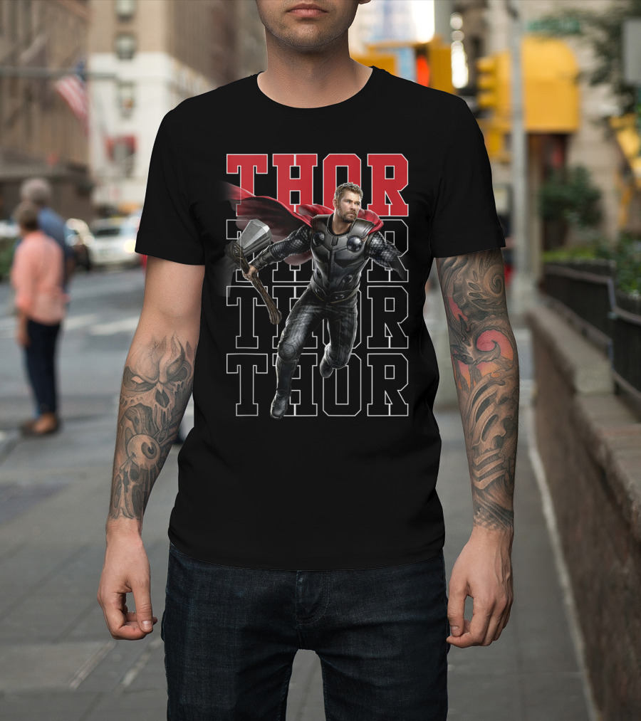 Thor Marvel Avengers Endgame Pose Name Stack T-Shirt