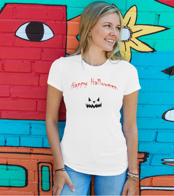 Happy Halloween Creepy Pumpkin Face T-Shirt