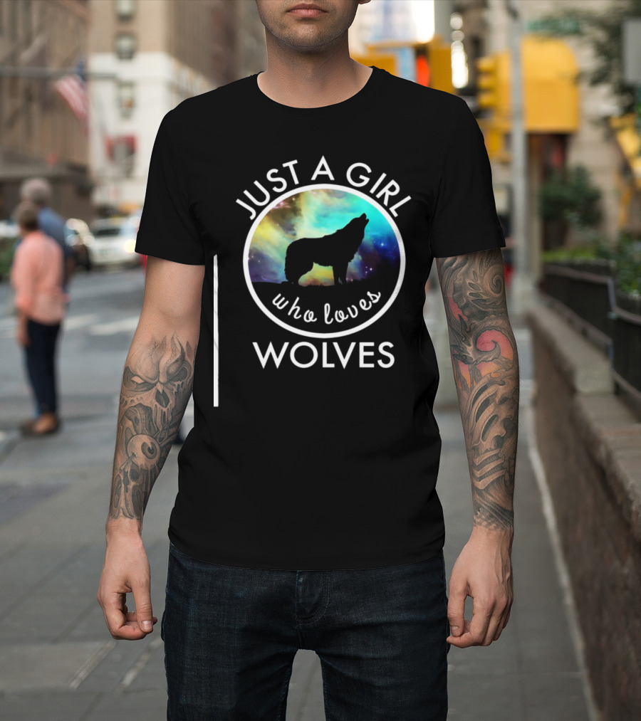 Just A Girl Who Loves Wolves Moon Howling T-Shirt
