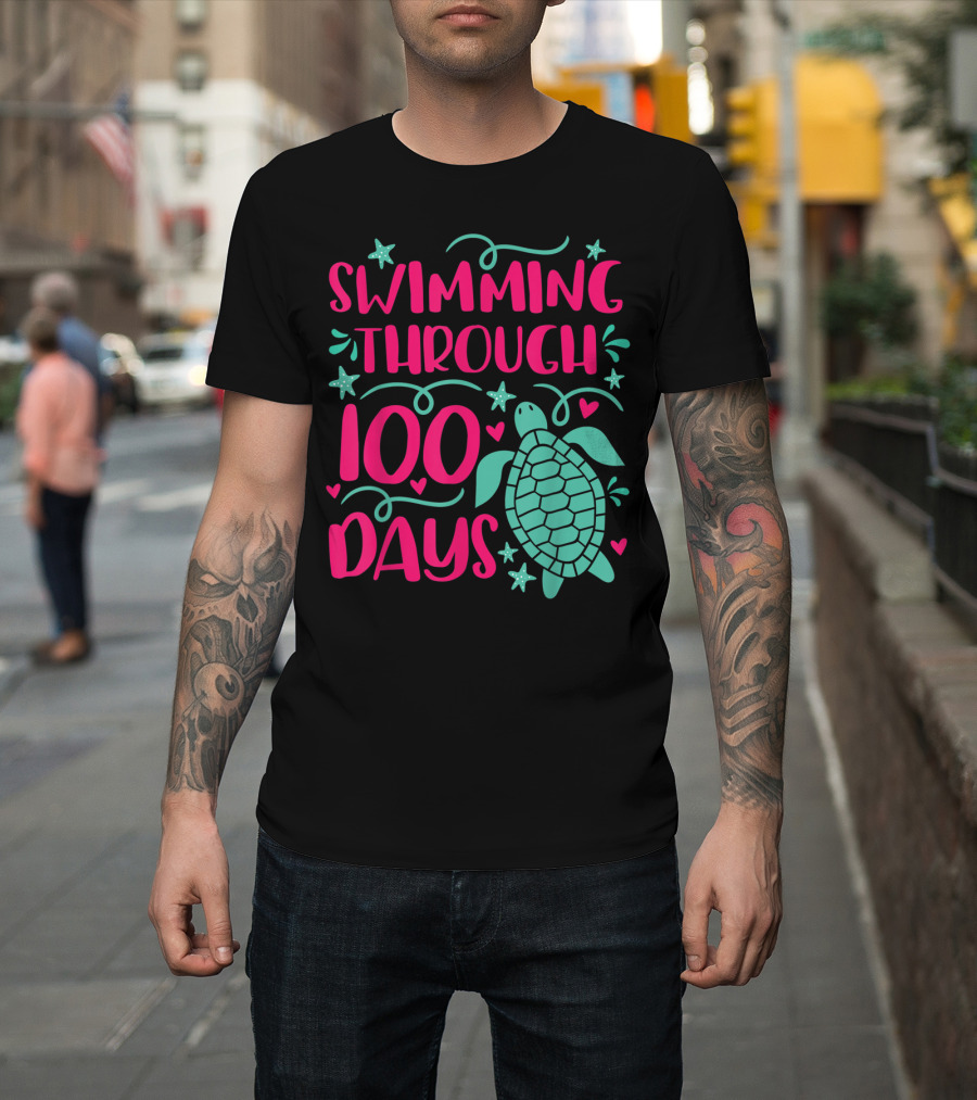 Swimming Through 100 Days Sea Turtle T-Shirt