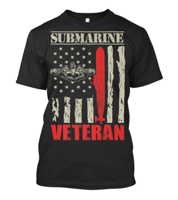 Submarine Veteran American Flag Emblem T-Shirt